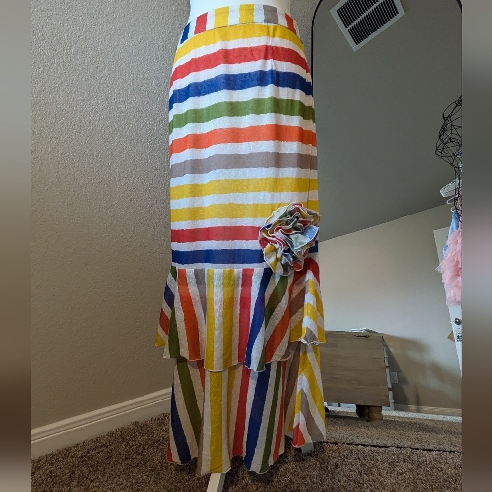 Never Worn Colorful Striped Maxi Skirt - Picture 2 of 7